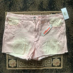 NWT pink/yellow dyed jean shorts // Sz 15 Juniors